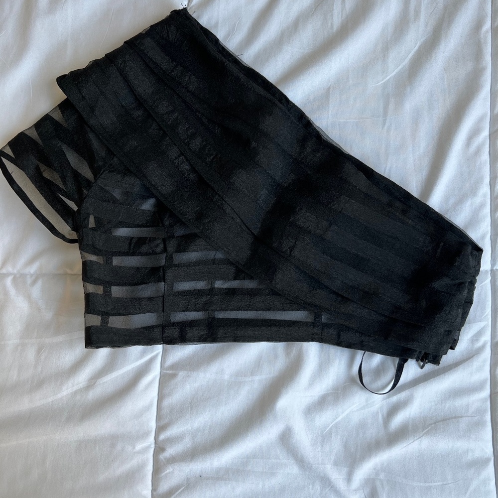 Urban Outfitters black mesh one shoulder crop top